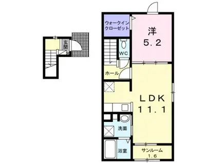 REVIVE89 ウエスト(1LDK/2階)の間取り写真