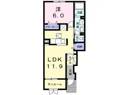 レオン ステラ(1LDK/1階)の間取り写真