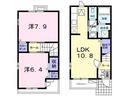 フローラ B(2LDK/1階)の間取り写真