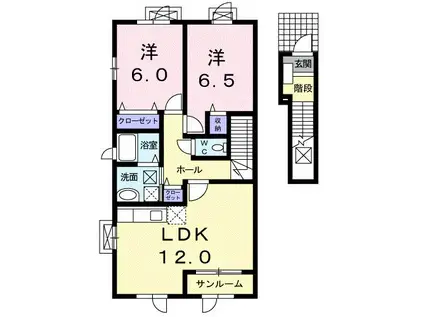 プロスペラーレ・ウエスト(2LDK/2階)の間取り写真