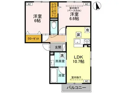 富山地鉄本線 稲荷町駅(富山) 徒歩10分 3階建 新築(2LDK/1階)の間取り写真
