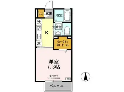 ファインコートⅢ B棟(1K/1階)の間取り写真