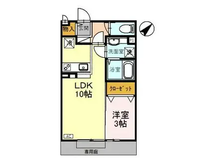 リジエールC(1LDK/1階)の間取り写真