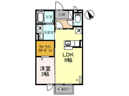 富山地鉄富山港線 下奥井駅 徒歩13分 2階建 築20年(1LDK/2階)の間取り写真