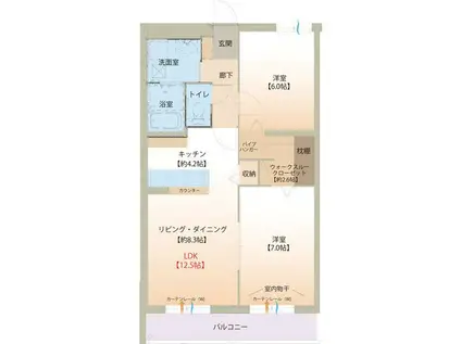 高山本線 婦中鵜坂駅 徒歩20分 3階建 築11年(2LDK/2階)の間取り写真