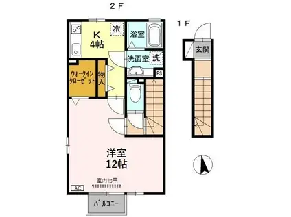 ア・コード花水木(1K/2階)の間取り写真