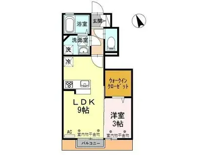 COCO米島(1LDK/1階)の間取り写真