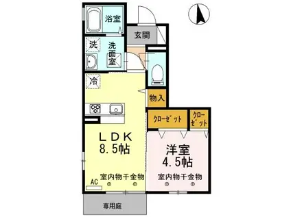 セジュール・エーA(1LDK/1階)の間取り写真