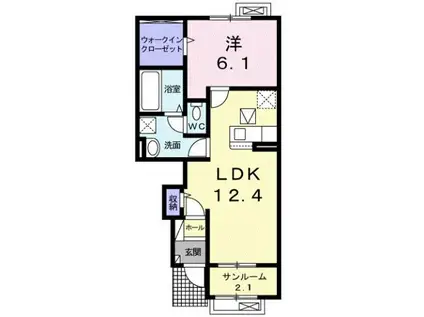 プリマヴェーラⅢ(1LDK/1階)の間取り写真