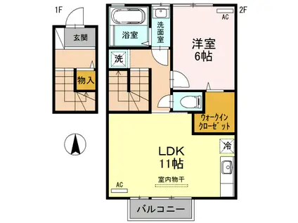 XEVOグランデ(1LDK/2階)の間取り写真