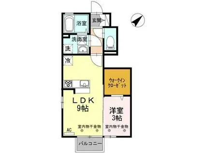 富山地鉄富山港線 蓮町駅(馬場記念公園前) 徒歩6分 2階建 築11年(1LDK/1階)の間取り写真