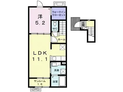ルピナス(1LDK/2階)の間取り写真