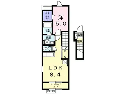 ア・ピアチェーレⅠ(1LDK/2階)の間取り写真