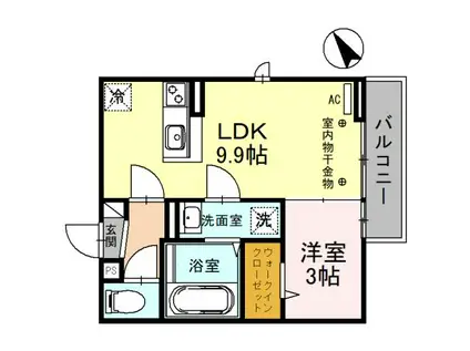 LUCE(1LDK/3階)の間取り写真