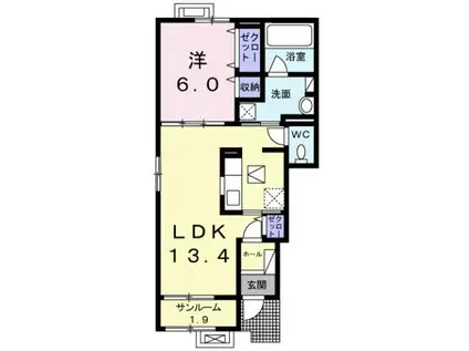 アニージョ・輪(1LDK/1階)の間取り写真