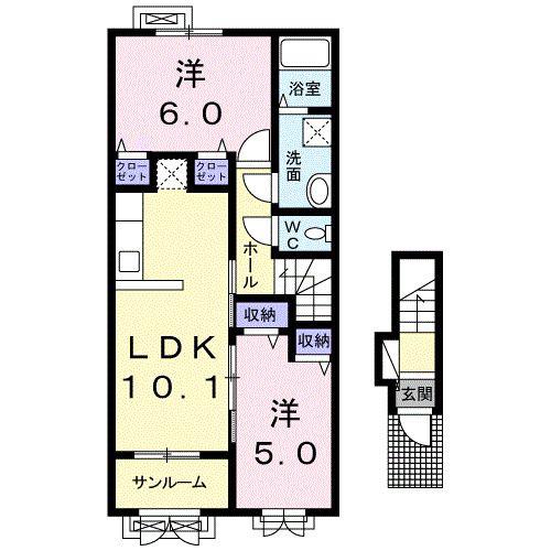 フェリス(2LDK/2階)の間取り写真