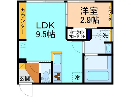 MOMO(1LDK/2階)の間取り写真