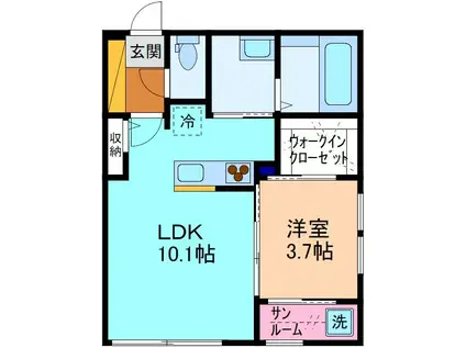 ISARA(1LDK/1階)の間取り写真