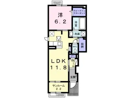 プラウド 内免Ⅰ(1LDK/1階)の間取り写真