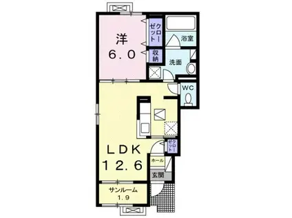 ヴィラージュ プルミエールⅡ(1LDK/1階)の間取り写真