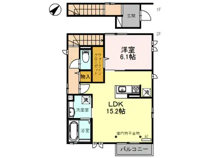 グレースC棟(1LDK/2階)の間取り写真