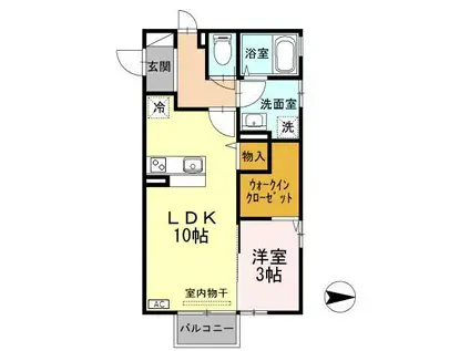 モアナ京田B(1LDK/2階)の間取り写真