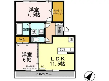 富山地鉄不二越上滝 南富山駅 徒歩13分 3階建 築17年(2LDK/1階)の間取り写真