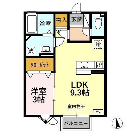 富山地鉄富山港線 越中中島駅 徒歩9分 2階建 築17年(1LDK/2階)の間取り写真