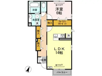 高山本線 婦中鵜坂駅 徒歩20分 2階建 築11年(1LDK/1階)の間取り写真