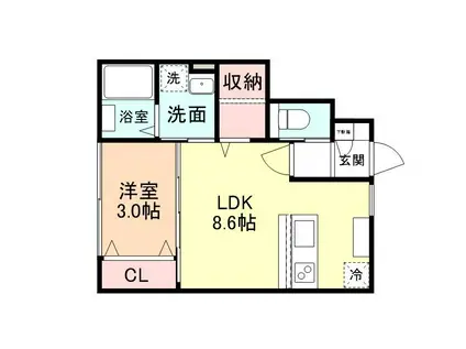 CALM PORT S(1LDK/1階)の間取り写真