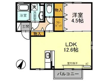 氷見線 島尾駅 徒歩25分 2階建 築22年(1LDK/2階)の間取り写真