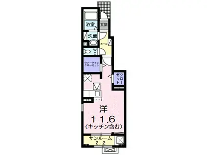あいの風とやま鉄道 呉羽駅 徒歩20分 2階建 築3年(ワンルーム/1階)の間取り写真