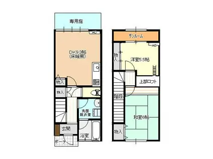 富山地鉄不二越上滝 朝菜町駅 徒歩52分 2階建 築23年(2DK/1階)の間取り写真