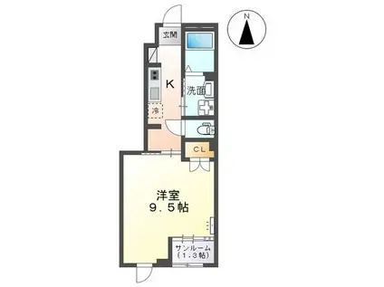 メゾン リ・イルⅠ(1K/1階)の間取り写真