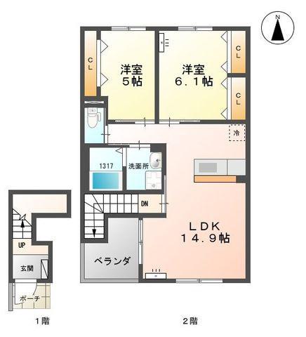 アヴァンス(2LDK/2階)の間取り写真