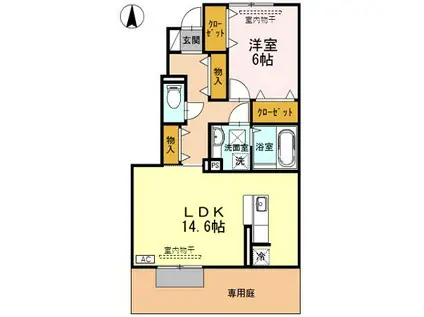 富山地鉄不二越上滝 上堀駅 徒歩30分 2階建 築12年(1LDK/1階)の間取り写真