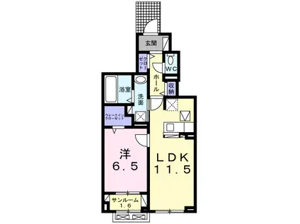あいの風とやま鉄道 新富山口駅 徒歩4分 3階建 築4年(1LDK/1階)の間取り写真
