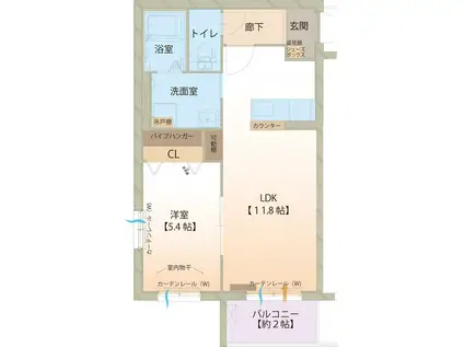 富山地鉄不二越上滝 朝菜町駅 徒歩14分 3階建 築10年(1LDK/2階)の間取り写真