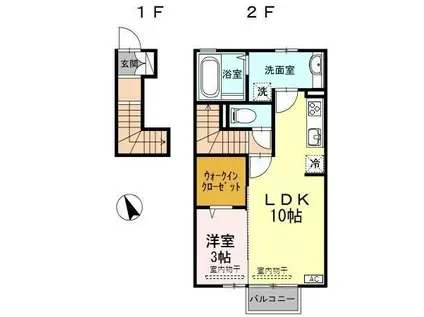 万葉線 新能町駅 徒歩8分 2階建 築11年(1LDK/2階)の間取り写真
