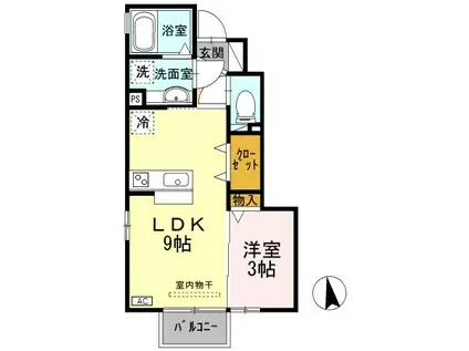 ア・コード花水木(1LDK/1階)の間取り写真