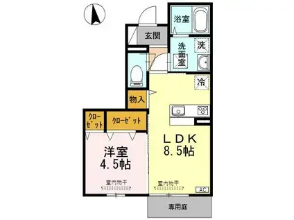 セジュール・エーA(1LDK/1階)の間取り写真