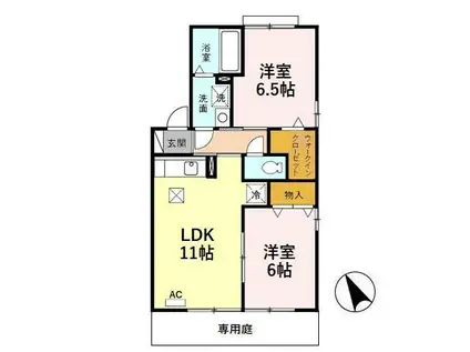 メゾン・ド・パストラル A(2LDK/1階)の間取り写真