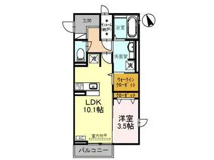 AMANTE A棟(1LDK/1階)の間取り写真