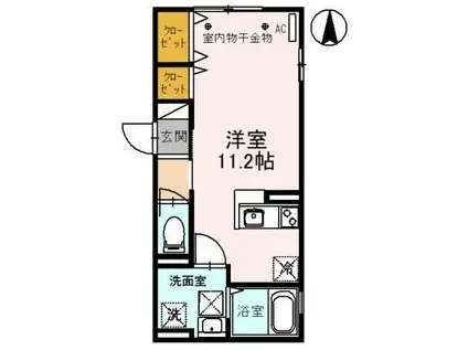 富山地鉄不二越上滝 南富山駅 徒歩5分 2階建 築4年(ワンルーム/1階)の間取り写真