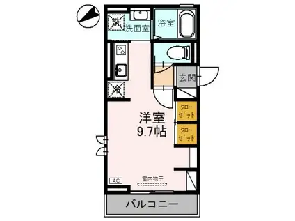 富山地鉄富山港線 下奥井駅 徒歩15分 3階建 築5年(ワンルーム/2階)の間取り写真