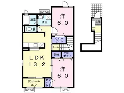 高山本線 速星駅 徒歩20分 2階建 築19年(2LDK/2階)の間取り写真