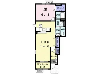 富山地鉄本線 越中荏原駅 徒歩27分 2階建 築13年(1LDK/1階)の間取り写真