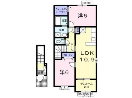 富山地鉄不二越上滝 上堀駅 徒歩9分 2階建 築12年(2LDK/2階)の間取り写真