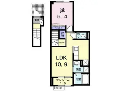 富山地鉄不二越上滝 南富山駅 徒歩26分 3階建 築7年(1LDK/2階)の間取り写真