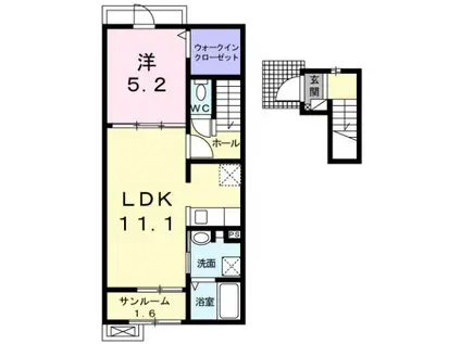 富山地鉄不二越上滝 大泉駅(富山) 徒歩11分 2階建 築8年(1LDK/2階)の間取り写真